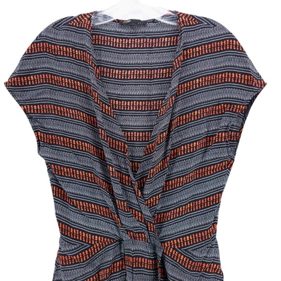 MAJE Mini Dress 100% Silk Striped Geometric Asymmetric Size 1 SMALL - Picture 2 of 8